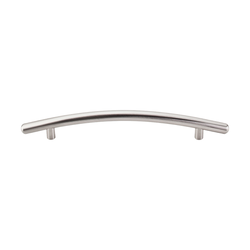 6-5/16 Inch Center to Center Nouveau Bar Pull Curved Bar Cabinet Pull, Brushed Satin Nickel