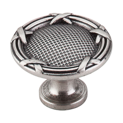 1-1/4 Inch Length Edwardian Ribbon &amp; Reed Cabinet Knob, Pewter Antique