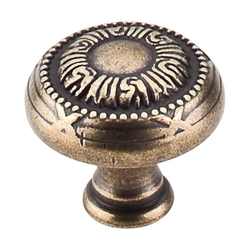 1-1/8 Inch Length Edwardian Ribbon Cabinet Knob, German Bronze