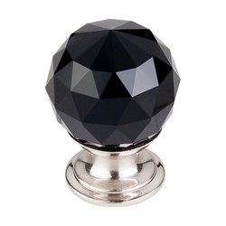 1-1/8 Inch Length Crystal Disco Cabinet Knob, Brushed Satin Nickel Base / Black