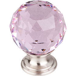 Crystal 1-3/8 Inch Diameter Pink Crystal Cabinet Knob