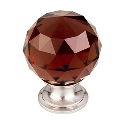 1-3/8 Inch Length Crystal Disco Cabinet Knob, Brushed Satin Nickel Base / Wine