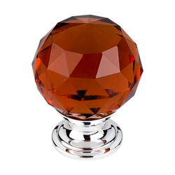 1-3/8 Inch Length Crystal Disco Cabinet Knob, Polished Chrome Base / Wine