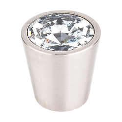 1-1/16 Inch Length Crystal Crystal Center Cabinet Knob, Brushed Satin Nickel Shell / Clear