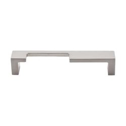 5 Inch Center to Center Sanctuary II Modern Metro Notch Cutout Left Cabinet Pull, Brushed Satin Nickel