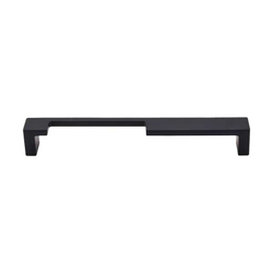7 Inch Center to Center Sanctuary II Modern Metro Notch Cutout Left Cabinet Pull, Flat Black