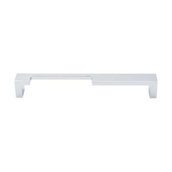 7 Inch Center to Center Sanctuary II Modern Metro Notch Cutout Left Cabinet Pull, Polished Chrome