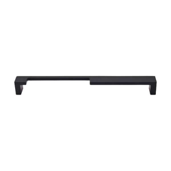 9 Inch Center to Center Sanctuary II Modern Metro Notch Cutout Left Cabinet Pull, Flat Black