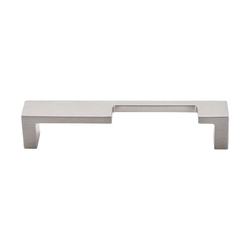 5 Inch Center to Center Sanctuary II Modern Metro Notch Cutout Right Cabinet Pull, Brushed Satin Nickel