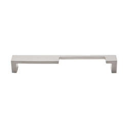 7 Inch Center to Center Sanctuary II Modern Metro Notch Cutout Right Cabinet Pull, Brushed Satin Nickel