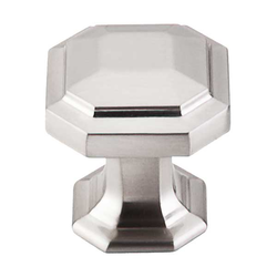 1-1/8 Inch Length Chareau Emerald Cabinet Knob, Brushed Satin Nickel