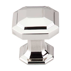 1-1/8 Inch Length Chareau Emerald Cabinet Knob, Polished Nickel