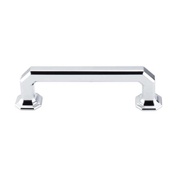 3-3/4 Inch Center to Center Chareau Emerald Cabinet Pull, Polished Chrome