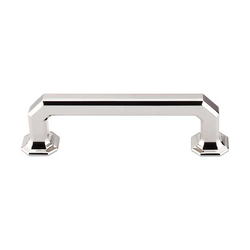 3-3/4 Inch Center to Center Chareau Emerald Cabinet Pull, Polished Nickel