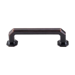 3-3/4 Inch Center to Center Chareau Emerald Cabinet Pull, Tuscan Bronze