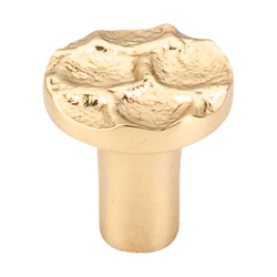 1-1/8 Inch Length Cobblestone Round Cabinet Knob, Brass