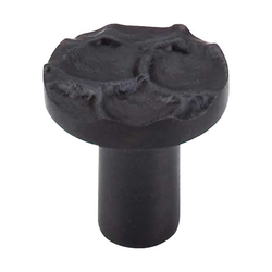 1-1/8 Inch Length Cobblestone Round Cabinet Knob, Coal Black