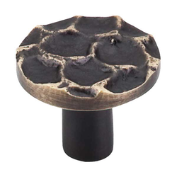 1-3/8 Inch Length Cobblestone Round Cabinet Knob, Brass Antique