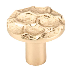 1-3/8 Inch Length Cobblestone Round Cabinet Knob, Brass