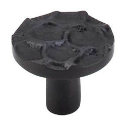 1-3/8 Inch Length Cobblestone Round Cabinet Knob, Coal Black