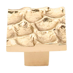 1-3/8 Inch Length Cobblestone Square Cabinet Knob, Brass