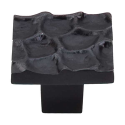 1-3/8 Inch Length Cobblestone Square Cabinet Knob, Coal Black