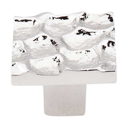 1-3/8 Inch Length Cobblestone Square Cabinet Knob, Polished Nickel