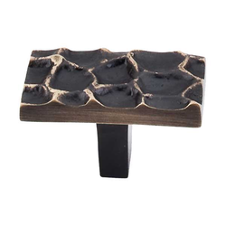 1-7/8 Inch Length Cobblestone Rectangle Cabinet Knob, Brass Antique