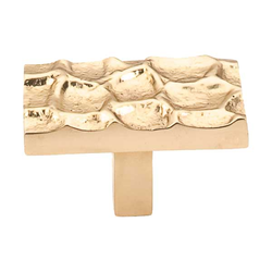 1-7/8 Inch Length Cobblestone Rectangle Cabinet Knob, Brass