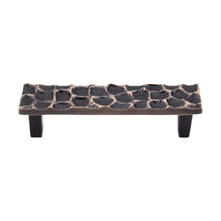 3-3/4 Inch Center to Center Cobblestone Cabinet Pull, Brass Antique