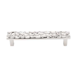 5-1/16 Inch Center to Center Cobblestone Cabinet Pull, Polished Nickel