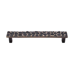 6-5/16 Inch Center to Center Cobblestone Cabinet Pull, Brass Antique
