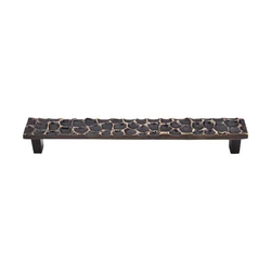 7-9/16 Inch Center to Center Cobblestone Cabinet Pull, Brass Antique
