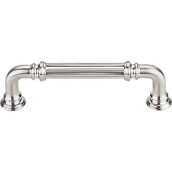 3-3/4 Inch Center to Center Chareau Reeded Cabinet Pull, Brushed Satin Nickel