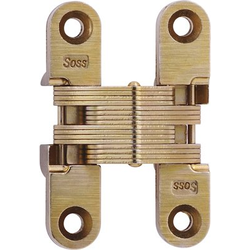  SOSS 205 Invisible Hinge for Metal Doors, 1/2 Inch Width x 2-3/8 Inch Height x 23/32 Inch Depth, Satin Brass 