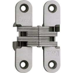 SOSS 208 Invisible Hinge for 1 Inch Minimum Door Thickness, 5/8 Inch Width x 2-3/4 Inch Height x 29/32 Inch Depth, Satin Stainless