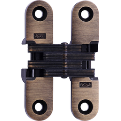 SOSS 208 Invisible Hinge for 1 Inch Minimum Door Thickness, 5/8 Inch Width x 2-3/4 Inch Height x 29/32 Inch Depth, Antique Brass