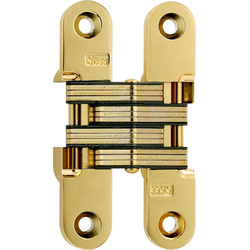  SOSS 212 Invisible Hinge for 1-1/8 Inch Minimum Door Thickness, 3/4 Inch Width x 3-3/4 Inch Height x 1-5/64 Inch Depth, Polished Brass