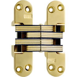  SOSS 218 Heavy Duty Invisible Hinge for 1-3/4 Inch Minimum Door Thickness, 1-1/8 Inch Width x 4-5/8 Inch Height x 1-41/64 Inch Depth, Polished Brass