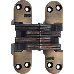  SOSS 218 Heavy Duty Invisible Hinge for 1-3/4 Inch Minimum Door Thickness, 1-1/8 Inch Width x 4-5/8 Inch Height x 1-41/64 Inch Depth, Antique Brass