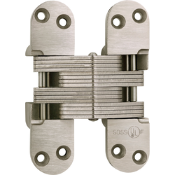  SOSS 220AS Fire Rated Heavy-Duty Invisible Hinge, 1-3/8 Inch Width x 5-1/2 Inch Height x 1-41/64 Inch Depth, Alloy Steel Satin Nickel