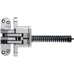 SOSS 220 Invisible Hinge with Closer, 1-3/8 Inch Width x 4-5/8 Inch Height x 1-41/64 Inch Depth plus 7-3/8 Inch Spring, 2 Inch Min. Door Width, Bright Nickel