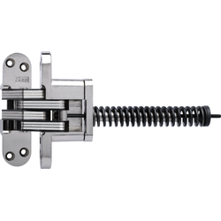  SOSS 220 Invisible Hinge with Closer, 1-3/8 Inch Width x 4-5/8 Inch Height x 1-41/64 Inch Depth plus 7-3/8 Inch Spring, 2 Inch Min. Door Width, Satin Nickel