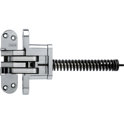  SOSS 220 Invisible Hinge with Closer, 1-3/8 Inch Width x 4-5/8 Inch Height x 1-41/64 Inch Depth plus 7-3/8 Inch Spring, 2 Inch Min. Door Width, Satin Chrome