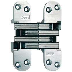  SOSS 220SS Stainless Steel Fire Rated Heavy-Duty Invisible Hinge, 1-3/8 Inch Width x 5-1/2 Inch Height x 1-41/64 Inch Depth, Satin Stainless Steel