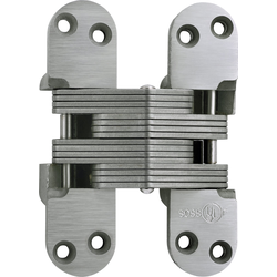  SOSS 220SS Stainless Steel Fire Rated Heavy-Duty Invisible Hinge, 1-3/8 Inch Width x 5-1/2 Inch Height x 1-41/64 Inch Depth, Satin Stainless Steel