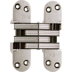  SOSS 220 Invisible Hinge, 1-3/8 Inch Width x 4-5/8 Inch Height x 1-41/64 Inch Depth, 2 Inch Min. Door Thickness, Bright Nickel