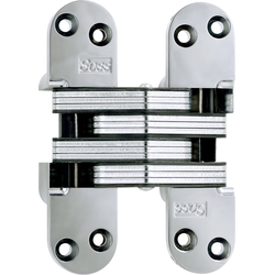  SOSS 220 Invisible Hinge, 1-3/8 Inch Width x 4-5/8 Inch Height x 1-41/64 Inch Depth, 2 Inch Min. Door Thickness, Polished Chrome