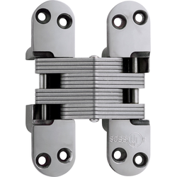  SOSS 418 Fire Rated Invisible Hinge, 1-1/8 Inch Width x 4-39/64 Inch Height x 1-41/64 Inch Depth, Bright Stainless Steel