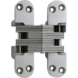  SOSS 418 Fire Rated Invisible Hinge, 1-1/8 Inch Width x 4-39/64 Inch Height x 1-41/64 Inch Depth, Satin Stainless Steel
